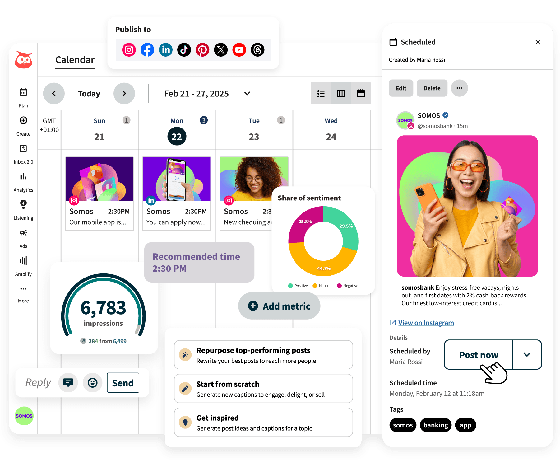 screenshots of Hootsuite dashboard